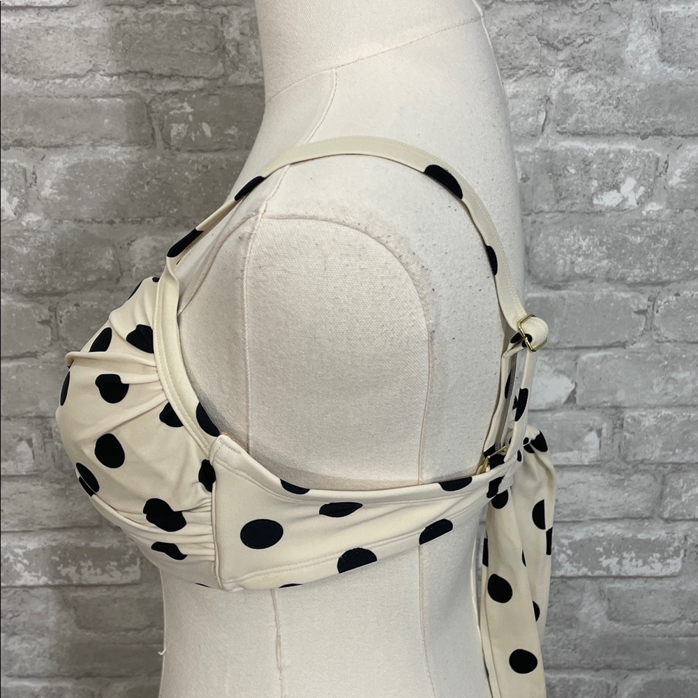 Kona Sol Cream and Black Polka Dot Bikini Top Swimwear - Picture 2 of 6